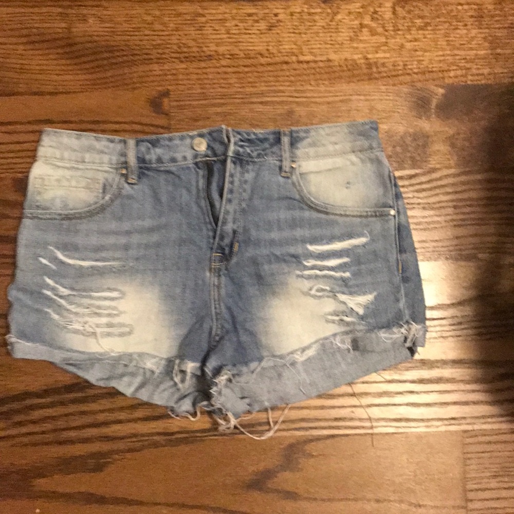High rise denim shorts